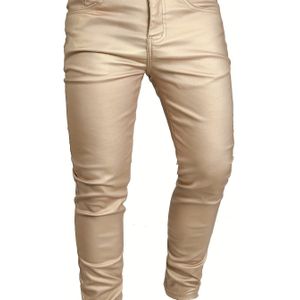 TEMU Heren Casual Streetwear Gouden Slim Jeans - Hoge Stretch Denim, Kleur, Zakken, Reguliere Pas voor Lente/Herfst, Stijlvol en Functioneel, Jean Jean
