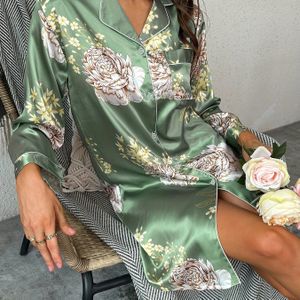 2023 Nieuwe Stijl Shirt Jurk, Pyjama's Voor Dames, Bloemen Zomer Lichtgewicht Nachtkleding Set, Trendy Loungekleding.