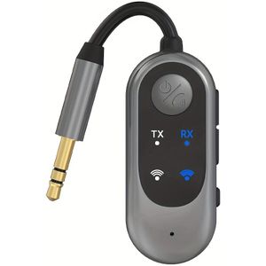 2-in-1 Draadloze Ontvanger/Zender - Batterij Audio Systeem Upgrade voor Autoradio, Projectoren, Computers, Smartphones & Hoofdtelefoons - Compatibel met Alle Slimme Apparaten, Compact Ontwerp