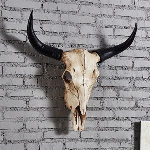 Vintage 3D Koeienschedel Wanddecoratie - Dierenbeeld, Esthetische Kunst voor Thuis, Bar, Restaurant - Geen Nodig, Zonder Veren, Koeien Decor