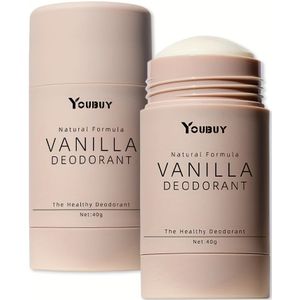 YOUBUY Vanilla Deodorant Stick - 2 stuks, Verwijdert Geur, Vanille Geur, Hydraterend & Verzorgend voor de Huid, Klein en Draagbaar, Makkelijk mee te Nemen, Deodorant Stick