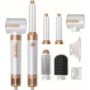 7-in-1 Heteluchtborstel & Krultang met 110.000 RPM Motor, Afneembaar Ontwerp, Automatische Uitschakeling, 220V, 1.5-2.5m Snoer, Europese Stekker