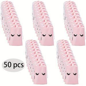 50pcs Eyelash Aftercare Bags Reusable Makeup Bags Toiletry Makeup Pouch Cosmetic Lash Bags Travel Aftercare Bags With Drawstring For Women Makeup Supplies
