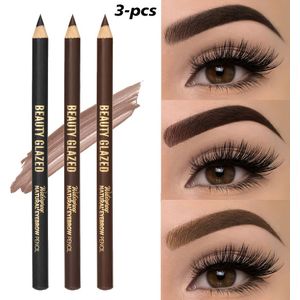 3st BEAUTY GLAZED Waterdichte Houten Wenkbrauwpotloden - Langdurig, Zweetbestendig, Plantenbasiërende Formule voor Alle Huidtypes, Precieze Toepassing voor Natuurlijke tot Gedurfde Looks