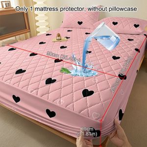 1 stuks Moderne Roze Hartjes Matrasbeschermer - Zachte, Ademende en Comfortabele Beddengoedhoes met Waterdichte Bescherming, Machinewasbaar, Ideaal voor Gebruik in de Slaapkamer, Matrasbeschermer