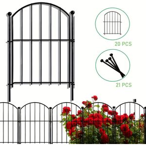 10/20pcs Garden Fence, Rustproof Metal No Dig Fence Animal Barrier For Dog, Arched Flower Bed Edging Ornamental Wire Border Panel Fencing For Yard Patio Outdoor Decor