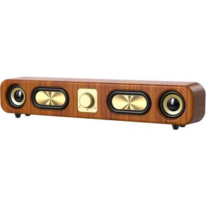 Draagbare Draadloze Speaker met Verbeterde Bass - Draadloos, Dubbele Luidsprekers, Oplaadbare Batterij, Ideaal voor Feesten & Cadeaus, Houtnerf Ontwerp