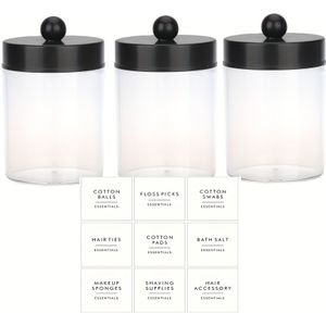 Qtip Houder Dispenser Landelijke Stijl voor Wattenstaafjes, Ballen en Tandenstokers – Doorzichtige Kunststof Potje voor Badkamer Opbergdoos, Make-up Organizer voor Aanrecht