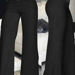 Elegant High-waist Detail Transparent Mesh Pants, Solid Color, Polyester, Machine Washable - All