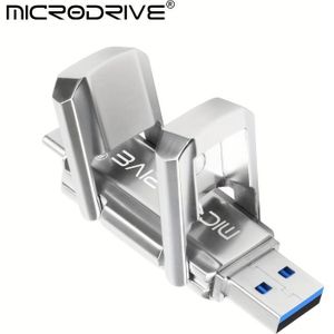 New Styles Zilveren OTG 2-in-1 USB3.2 Pen Drive 32GB 64GB 128GB 256GB USB 3.2 TYPE-C Flashdrive Mobiele Telefoon Geheugenstick Hoge Snelheid USB Stick Nieuw Cadeau