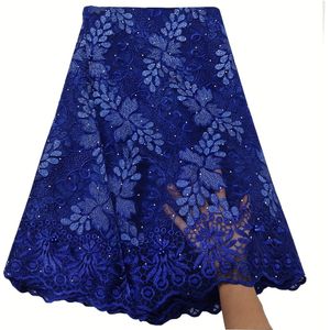 Nieuwste borduurwerk Afrikaanse kant stof 5 meter hoge kwaliteit Nigeriaanse vrouwen bruiloft Asoebi tule kant materiaal