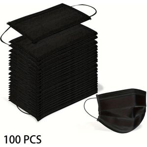 100 stuks hypoallergene zwarte wegwerpgezichtsmaskers, 3-laags plastic, geen batterij nodig, gezichtsverzorgingsaccessoires voor gevoelige huid, maskers voor het gezicht