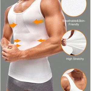Heren Ademend Tummy Control Slimming Shirt - Mouwloos Vormgevend Vest met Buiktrimmer, Reducer, Strakke Taille Slim Fit voor Overgewicht/, Geschikt voor Alle Seizoenen (Wasbaar in de Machine)