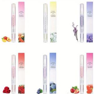 6-delige Nourishing Oil Pen Set met zachte borstel voor het repareren van gekneusde en droge lichte beige nagels, voorkomt nagelbarsten