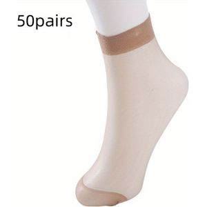 50 paar Transparante Zomer Sokken Ultrathin Vrouwen Nylon Dames Vrouwelijke Korte Enkel Meias Elastische Lente Zijde Sokken