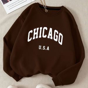 Dames Alphabet Print Sweatshirt met Ronde Hals | Casual Pullover met Lange Mouwen voor Herfst/Winter, Licht Stretch Materiaal