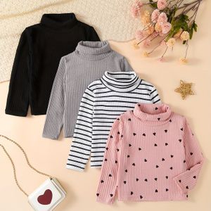 4- Meisjes Hoge Hals Casual Pullover Sweatshirts - Stijlvol & Veelzijdig, 100% Polyester, Machinewasbaar - Met Kleuren in , Roze met Stippen & Bloemenpatronen voor Lente/Herfst