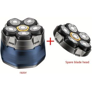1pc Heren 6-Blade Rotary Elektrische Scheerapparaat met Reservekoppen, USB Oplaadbare Lithiumbatterij, Langdurige , Draadloze Scheerset