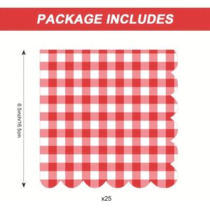 2-laags Rood & Geruit Papieren Servetten Set - Ideaal voor Feesten, Picknicks & Bijeenkomsten, Feestbenodigdheden | Randen | Decoratieve Servetten, Servettenhouder Halloween & Kerst