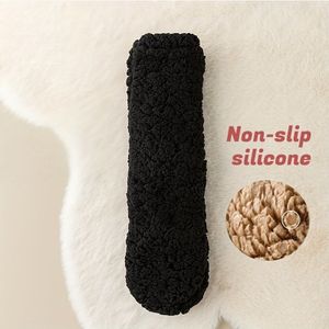 2 paar heren pluche fleece sokken - Dikke warme winter vloersokken met zachte grijs en beige ontwerp, polyester, machinewasbaar voor thuis en slapen