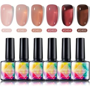 Nagellak Set Met Zes Transparante Kleuren, Inclusief Nude, Rood, Roze En , Perfect Voor Salon Gel En DIY Nagelkunst Thuis, Maken Het Een Geweldig Cadeau Voor Meisjes En Vrouwen.