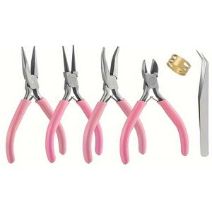 6-delige Sieradenmaak Tangenset - Ronde , Naaldketting, Draad Snijden & Pincet met Open Ringen voor DIY Knutselen en Reparatie