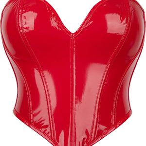 Rood strapless korset, diepe V-tummycontrole bodyshaper met veters, dameslingerie en shapewear