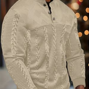 Heren Henley Pullover Trui, Herfst Winter Nieuw Knoopontwerp, Elegant en Comfortabel voor Thuis, Buiten, Casual, Veelzijdig