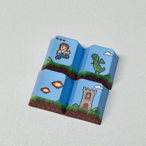 BTFOOR 4-toets aangepaste toetsenverzameling, PBT-druksublimatie, compatibel met Cherry- en Gateron MX-schakelaars, mechanische toetsenbordtoetsen met Prinses en Gateron-'s