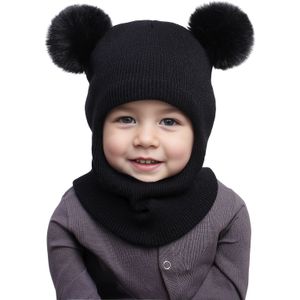 Jumpsuit met Beeroren & Pomponrand - Rekbare Winterwarme Eendelige Outfit, Wasmachinebestendig Oorbescherming voor & (Grijs/Zwart/) - Kleding voor Terug-naar- & Koud Weer