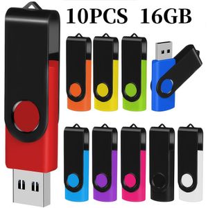 10 stuks Kleurrijke USB 2.0 Flash Drives, Hoge Snelheid Draaibare Geheugensticks, Capaciteit van 128MB/256MB/512MB/4GB/16GB, Ideaal voor Desktop & Laptop Opslag, Zakelijk Cadeau