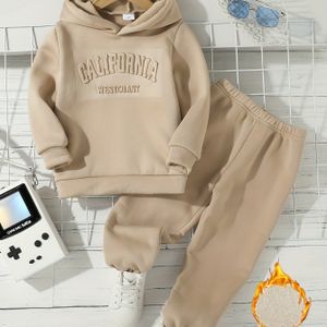 Fleecegevoerde hoodie en joggingbroek set voor jongens | Casual stijl, kleur, stretchstof, ideaal voor herfst/winter, perfect om cadeau te , voor buiten