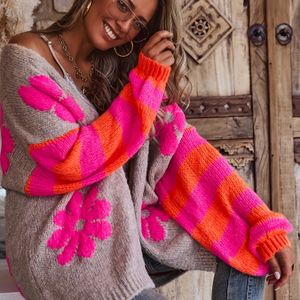 Casual Korte Cardigan met Gestreepte Mouwen & Nan-nan Bloemenprint - Blouse voor Truien, Matig Rekbaar Jasje (Handwas/Droogreinigen) voor Jeans, Jurken, Rokken