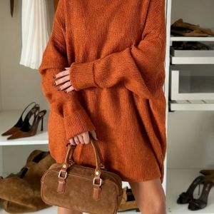 Dames Oversized Wintertrui - Dikke Warme Hoge Nek Turtleneck Trui Jas, (Mosterdgeel/Schildpad) | Losse Pasvorm Lange Trui Jas voor Herfst & Winter, Machine Wasbaar Elegante Buitenkleding LL168