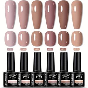 6 stuks koffiekleur nagelgel set lichtgrijs kleur gel polish Soak Off / LED Solid Gel voor nagelkunst manicure