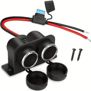 Auto-aansluiting met een 15A-schakelaar, met twee uitgangen voor een 12V auto-aansluiting, geschikt voor auto's, boten, vrachtwagens en RV's, zonder batterij.