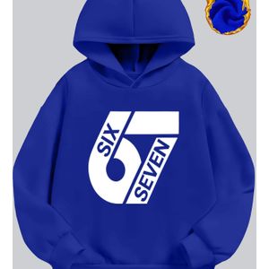 Rood Hooded Sweatshirt voor Jongens met Witte Nummer 6 Zeven ZES ZEVEN Graphic - Knusse Winterwarmte, Casual Pullover Hoodie voor Leeftijd 5-13