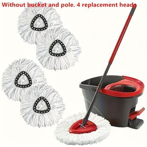4pcs Washable Spin Mop Heads - For Cleaning, Dust Removal - Ideal For Commercial Use, Effective