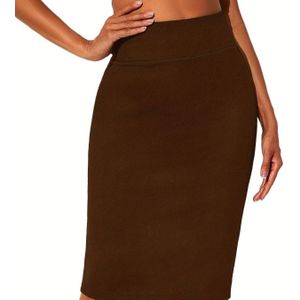 Solid High Waist Bodycon Rok, Casual Rok Voor Lente & Zomer, Dameskleding