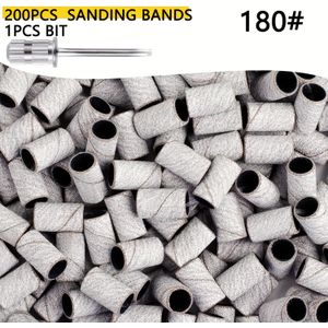 200 stuks Professionele Fijne Schuurbanden met 1 Nagelboor voor en Pedicure, Schuurbanden voor Nagelboormachine 180#