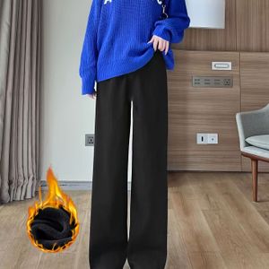 Dames - Gevoerde Winterbroek - Thermische Rechte Pijp met Elastische Taille (Geen), H-lijn Silhouet & Lange Pijp, Wasmachinebestendig voor Kantoor, Casual - Wit (Geen Zakken)