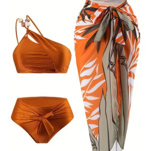 Nieuwe Zwemkleding Europese en Amerikaanse Split Bikini Sexy Zachte Bikini Dames Zwemkleding Resort Strandrok Driedelige Set