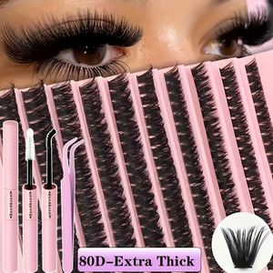 200 Stuks DIY Wimpelverlenging / DIY Tools Set Kit - Gemengde Lengtes 8-16Mm, 30D 40D 80D Stijlen Voor Verschillende Make-up, , Dik, Extra Dik, Kat Oog Zacht & Comfortabel