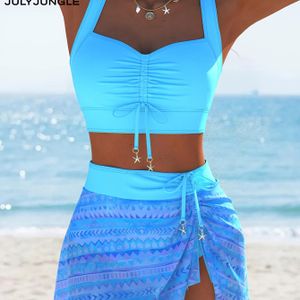 3 stuks JulyJungle Elegant Push-Up Bikini Badpak - Volledige Bedekking BH & Bijpassende Onderkant, -elastisch Strand Zwembad Water Zwemkleding (Geen Onderdelen)