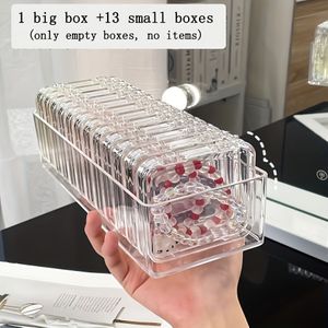 14pcs Elegant Transparent Plastic Jewelry Organizer Set, Ideal For Bracelets, Necklaces, Earrings, Rings - Vanity Storage, Easy To Keep Organized, Great Gift Idea