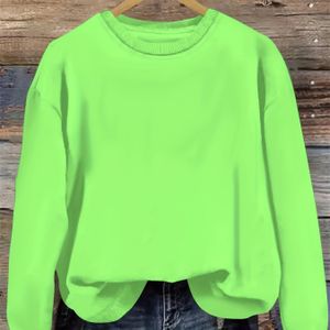 Dames Plus Size Kleur Crew Neck Sweatshirt, Casual Polyester Knit Pullover, Stretchy Ronde Hals Lange Mouw Top voor Lente/Herfst