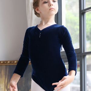 Meisjes Balletrok Herfst/Winter Lange Mouw Dansjurk, Kinder Gymnastiek Trainingsoutfit, Comfortabele Hoge Elasticiteit Warme Fluweel
