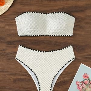 Tweedelige bikiniset voor dames, sexy kleur, hoge taille met en knopbloemontwerp badmode