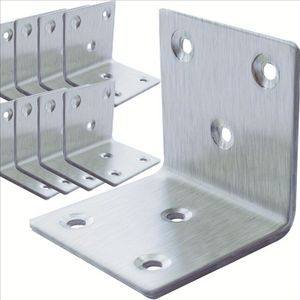 20pcs Heavy Duty Stainless Steel L Brackets, 2"x2"x2" - 90° Corner Braces For Wood Furniture, Shelves, And Diy Projects, Rust-resistant Brushed , -in Installation, High Capacity