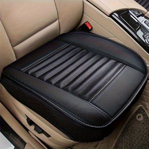 TEMU PU Lederen Autostoelhoes - Antislip, Duurzame Bescherming met Getextureerd Mesh & Gestikt Ontwerp voor Alle Voertuigen, Zwart, voor Alle Seizoenen | Strak Zadeldesign | PU Lederen Hoes